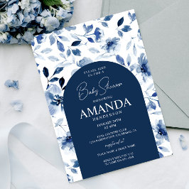 Invitación Baby Shower floral Navy and Dusty Blue Boy
