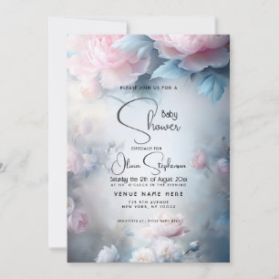 Invitación Baby Shower- Floral Peonía Rosa Soñadora