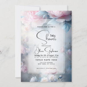 Invitación Baby Shower - Floral peoniana rosada de ensueño