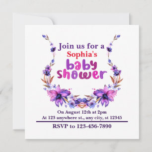 Invitación Baby Shower floral personalizado