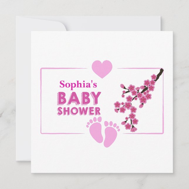 Invitación Baby Shower floral personalizado (Anverso)