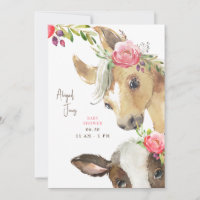 Baby Shower Floral Pony y Cow II