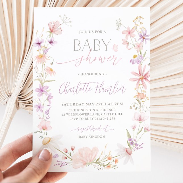 Invitación Baby Shower Floral Púrpura Púrpura Floral (Subido por el creador)