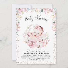 Invitación Baby Shower floral recién nacido