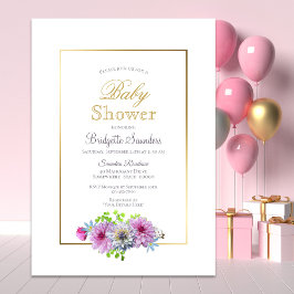 Invitación Baby Shower Floral rosa