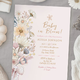 Invitación Baby Shower Floral rosa