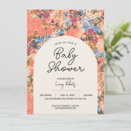 Invitación Baby Shower floral rosa brillante