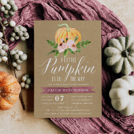 Invitación Baby Shower Floral Rosa Calabaza Otoño
