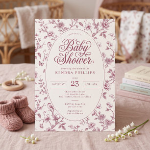 Invitación Baby Shower Floral Rosa Vintage