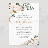 Baby Shower floral Rubor Pink and White Magnolia
