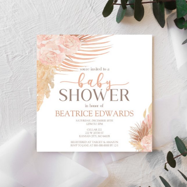 Invitación Baby Shower floral suave rosa (Subido por el creador)