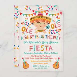 Invitación Baby Shower Folk Art Mexican Fiesta