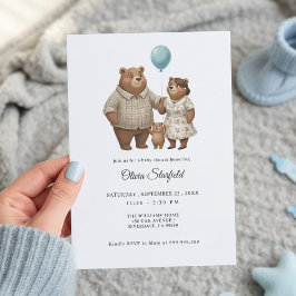 Invitación Baby Shower for Boy Blue Balloon, Teddy Bear 