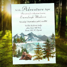 Invitación Baby Shower Forest Adventure Rustic Bears