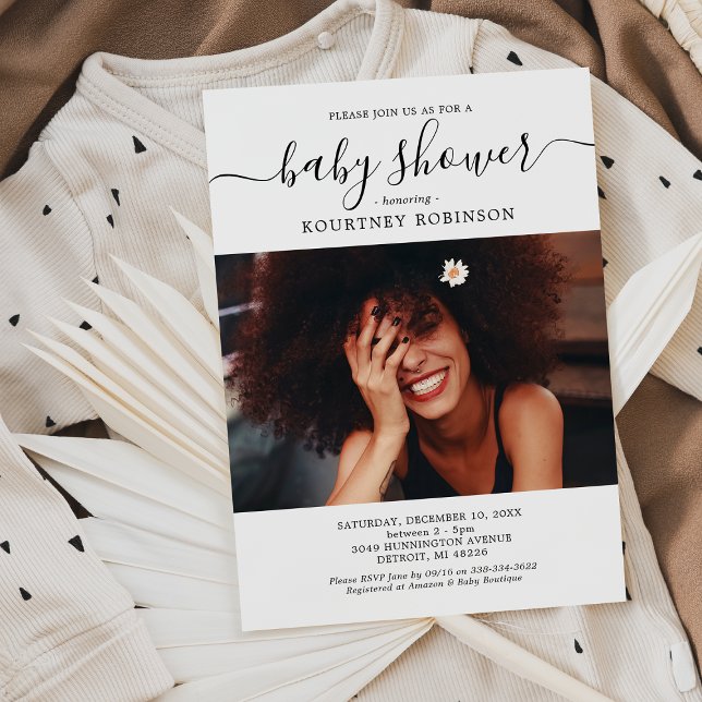 Invitación Baby Shower fotográfico moderno (Subido por el creador)