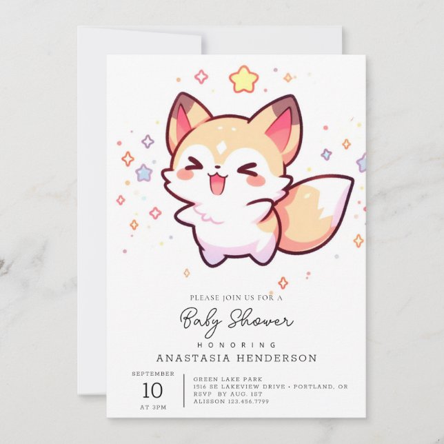 Invitación Baby Shower Fox moderno (Anverso)