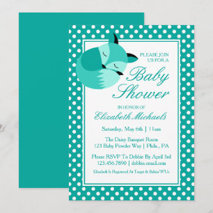 Invitación Baby Shower Fox verde azulado