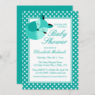 Invitación Baby Shower Fox verde azulado