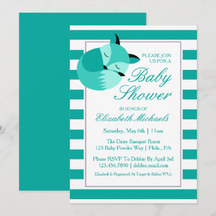 Invitación Baby Shower Fox verde azulado