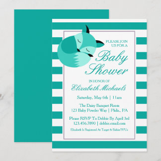 Invitación Baby Shower Fox verde azulado