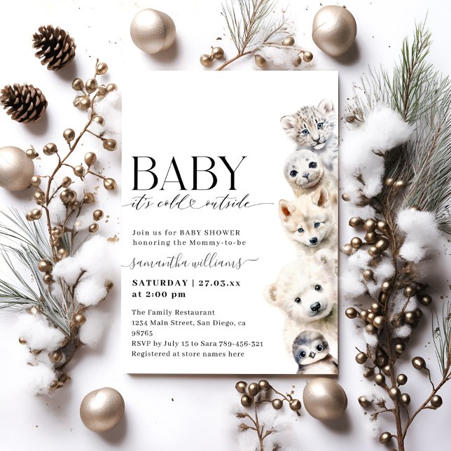 Invitación Baby Shower Frío fuera de los Animales de Invierno (Subido por el creador)
