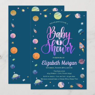 Invitación Baby Shower Galaxia del Espacio Exterior