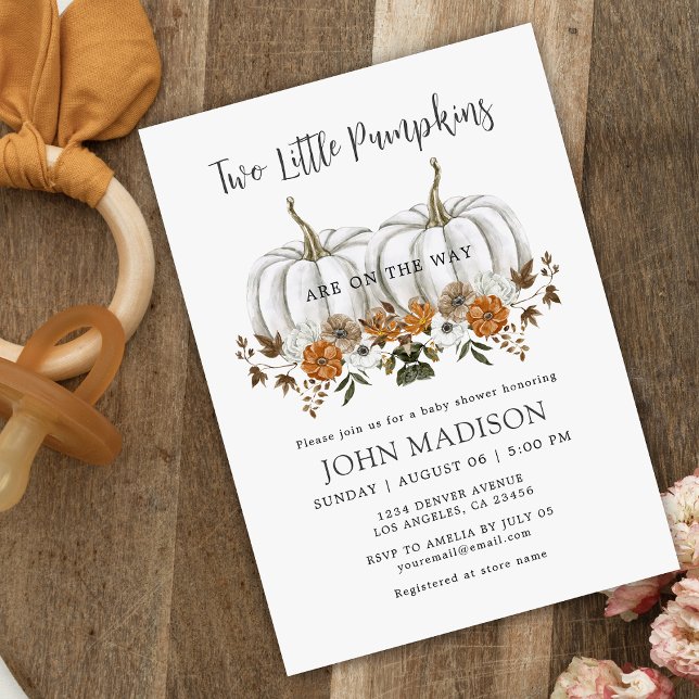 Invitación Baby Shower gemelo de calabaza de otoño (Subido por el creador)