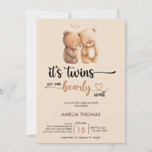 Invitación Baby Shower gemelo Teddy Bear