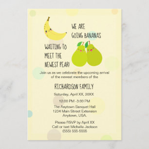 Invitación Baby Shower: Gemelos Neutrales de Género Pear