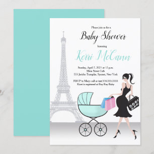 Invitación Baby Shower genérico de la Torre Eiffel de París