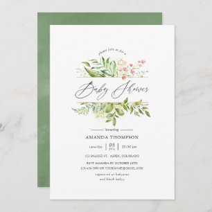 Invitación Baby Shower Geométrico Crystal Greenery