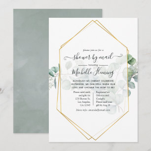 Invitación Baby Shower Geométrico de Eucalipto por Correo