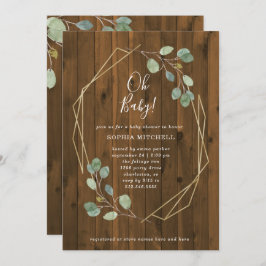 Invitación Baby Shower geométrico de eucalipto ruso | Oh bebé