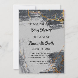 Invitación Baby Shower geométrico de Purpurina de mármol
