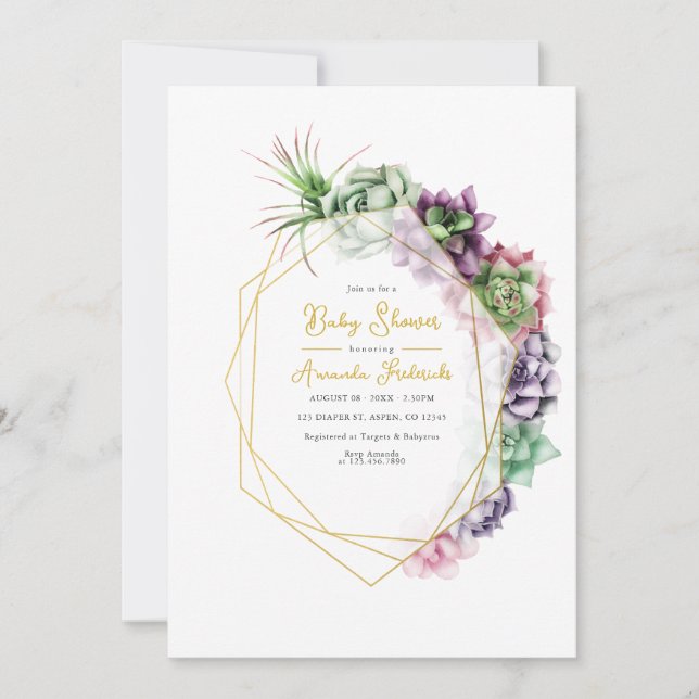 Invitación Baby Shower geométrico exitoso moderno (Anverso)