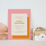 Invitación Baby Shower geométrico moderno rosa y Naranja<br><div class="desc">Invitación Baby Shower de estilo moderno geométrico negrita rosa y Naranja</div>