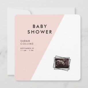 Invitación Baby Shower geométrico redondeado de Rubor Square