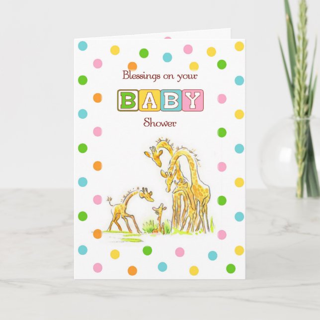 Invitación Baby Shower Giraffe Religioso (Anverso)
