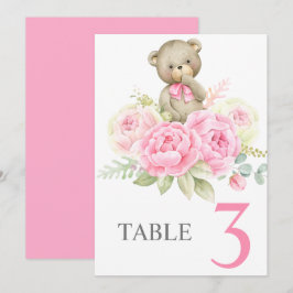 Invitación Baby Shower Girl Pink BearTable sign