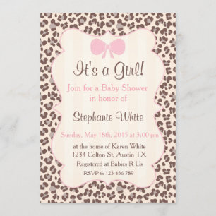 Invitación Baby Shower girl pink leopard