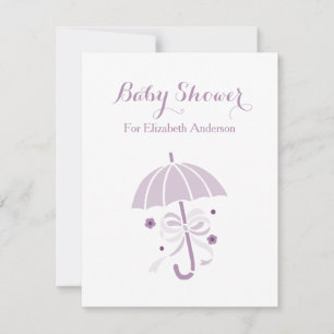 Invitación Baby Shower Girly Cute El Paraguas Morado Con Bow