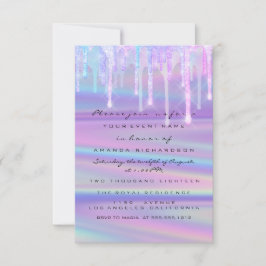 Invitación Baby Shower Girly Feet Dris Holograph Púrpura Pink