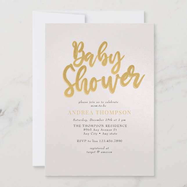 Invitación Baby Shower Gold (Anverso)