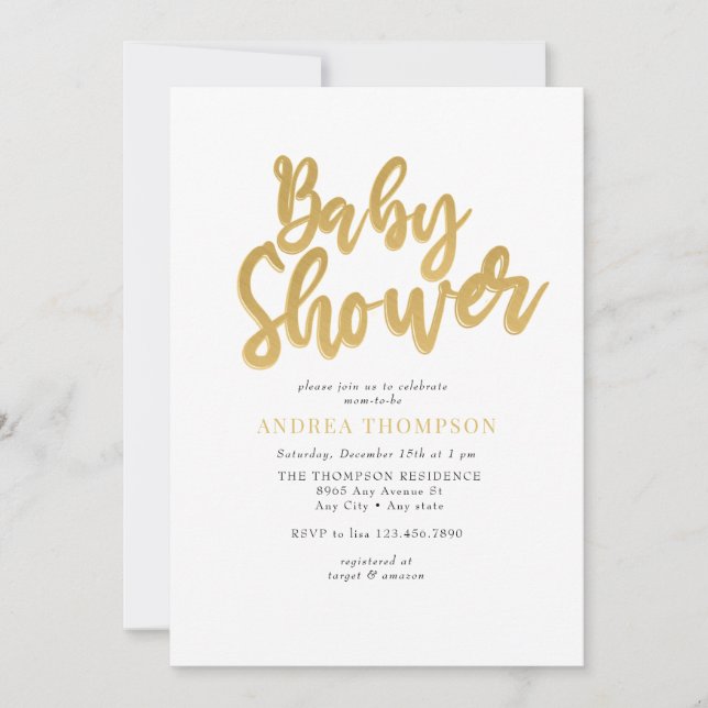 Invitación Baby Shower Gold (Anverso)
