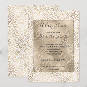 Invitación Baby Shower Gold Bronze Leopard Print