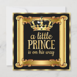 Invitación Baby Shower Gold Faux Relieve metalizado Black Fra