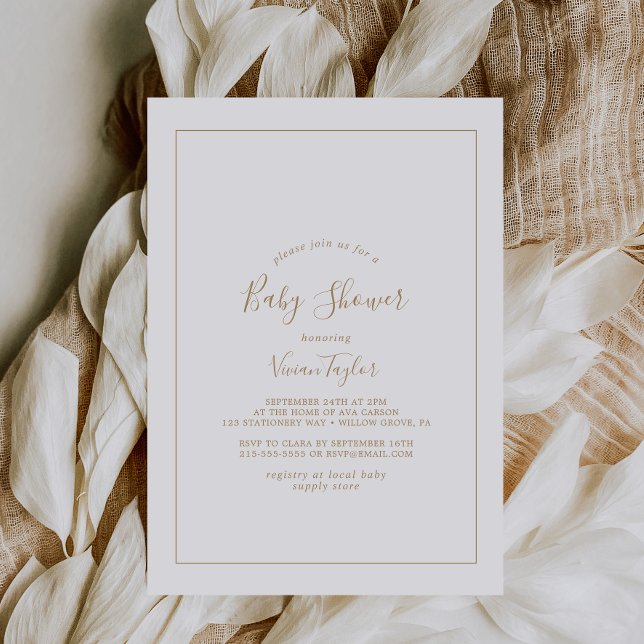 Invitación Baby Shower Gold minimalista (Subido por el creador)