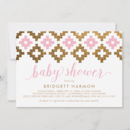Invitación Baby Shower Gold Pink Southwest Blanket