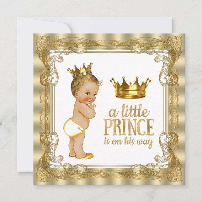 Invitación Baby Shower Gold Prince (Anverso)