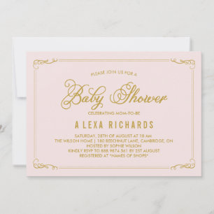 Invitación Baby Shower Gold Whimsical Borders